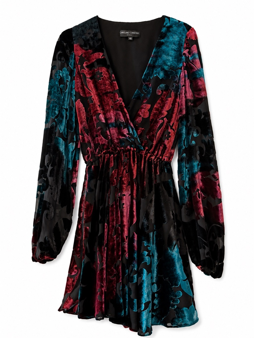 Caroline Constas Velvet Burnout Floral Mini Dress Size XS